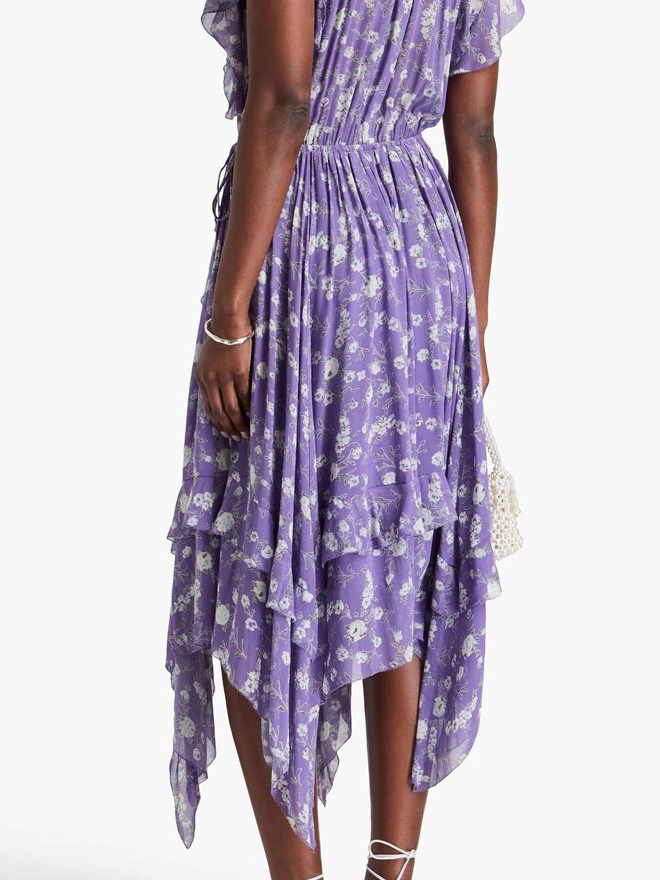 ruffled floral-print silk-georgette midi dress