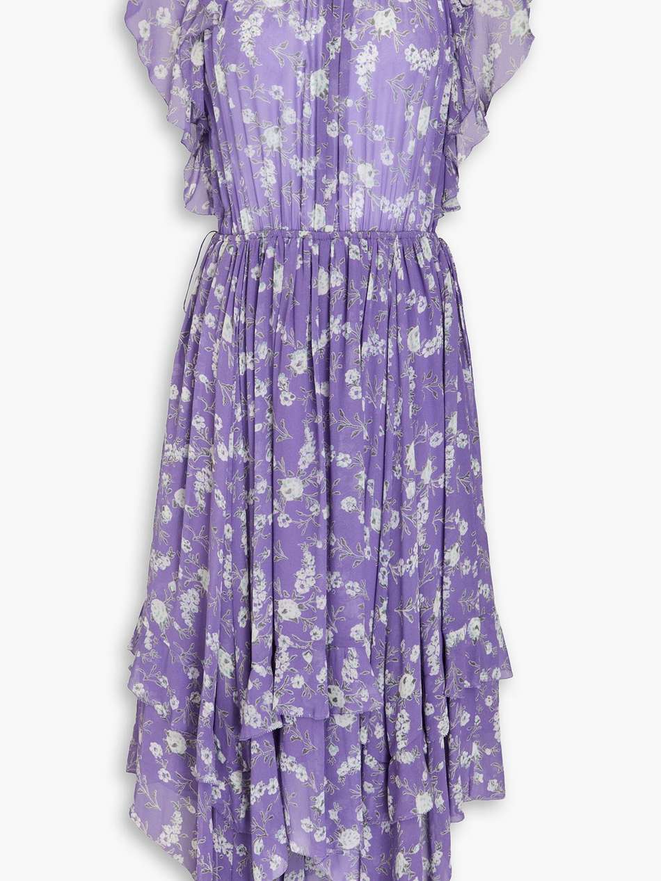 ruffled floral-print silk-georgette midi dress