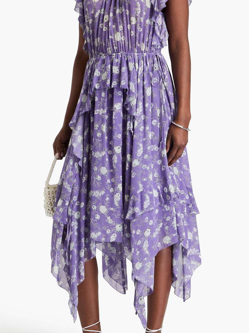ruffled floral-print silk-georgette midi dress