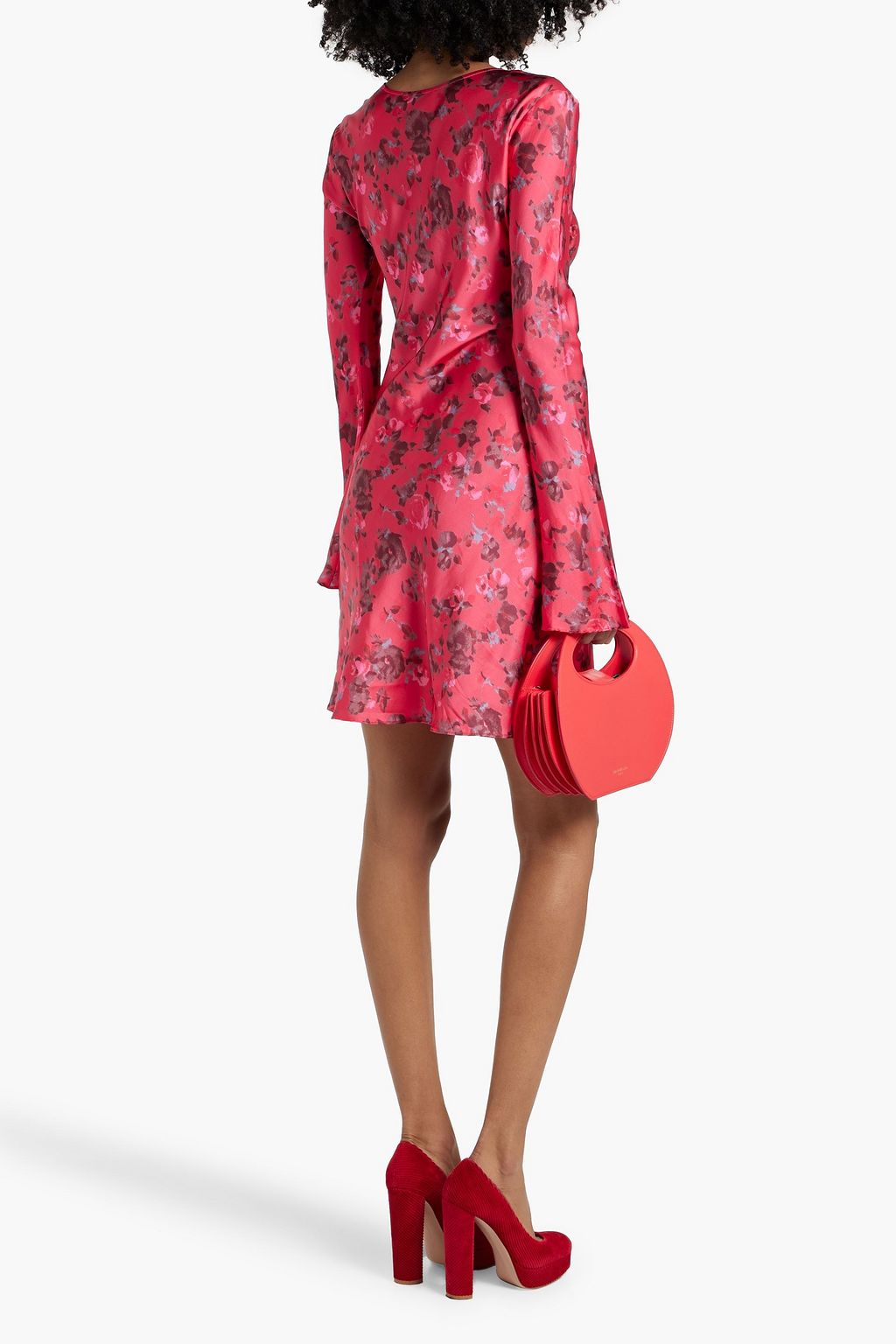 GANNI Floral-print satin mini dress