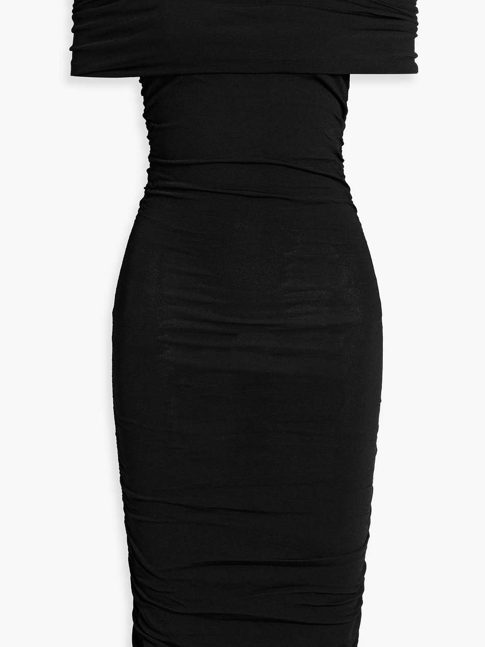 aerica off-the-shoulder ruched stretch-jersey mini dress