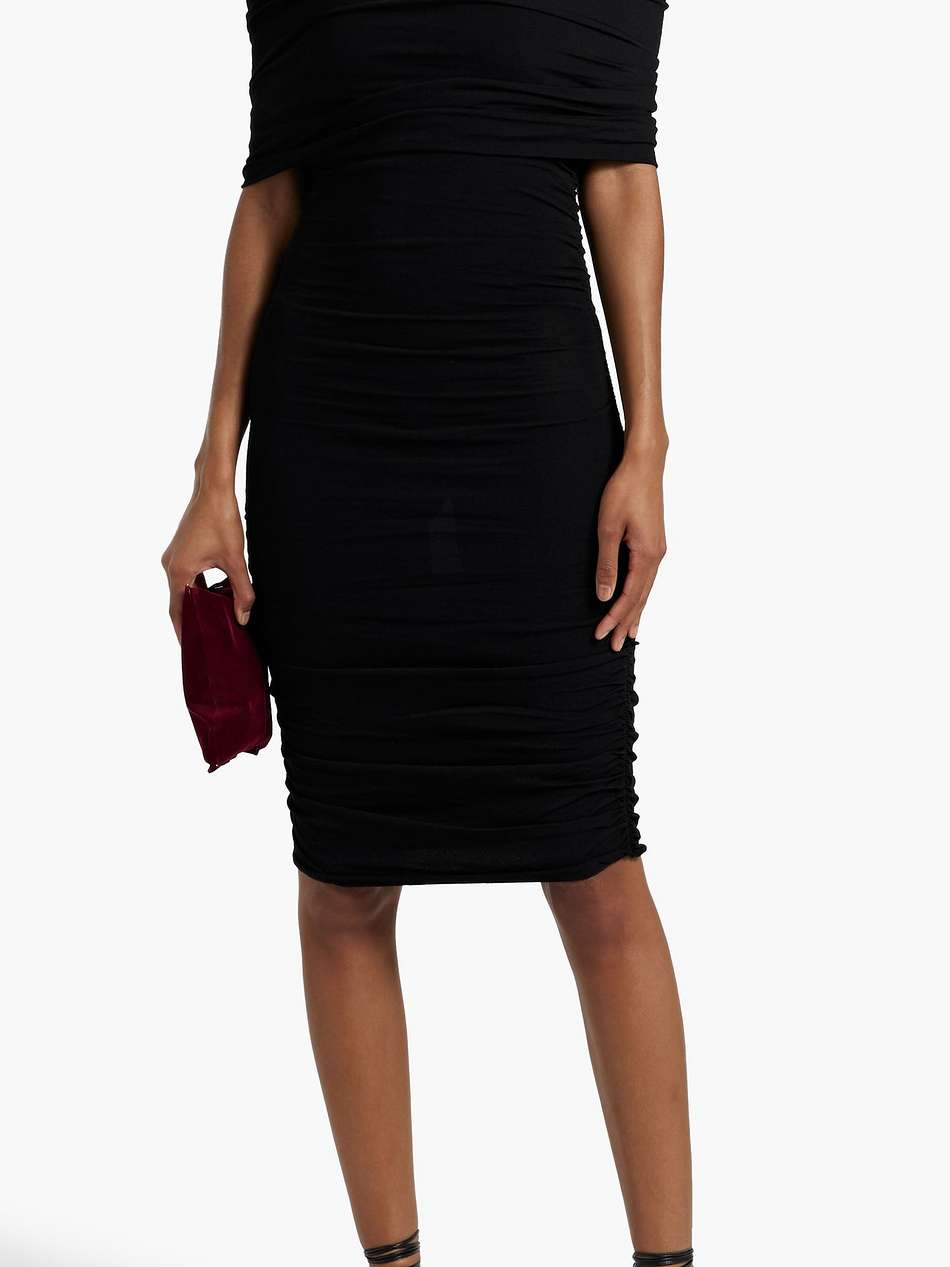 aerica off-the-shoulder ruched stretch-jersey mini dress