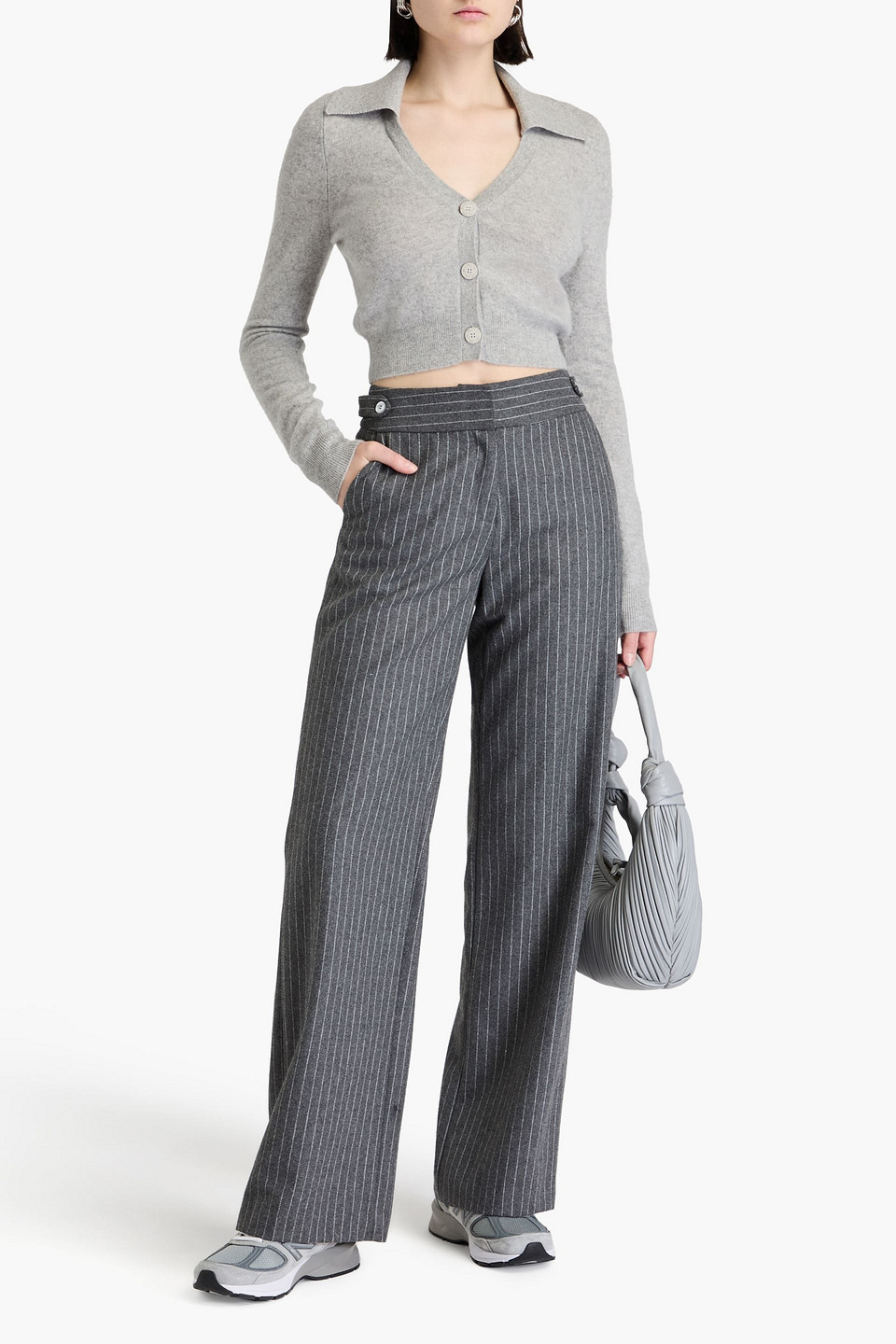 Shop Naadam Cropped Cashmere Cardigan In Hellgrau