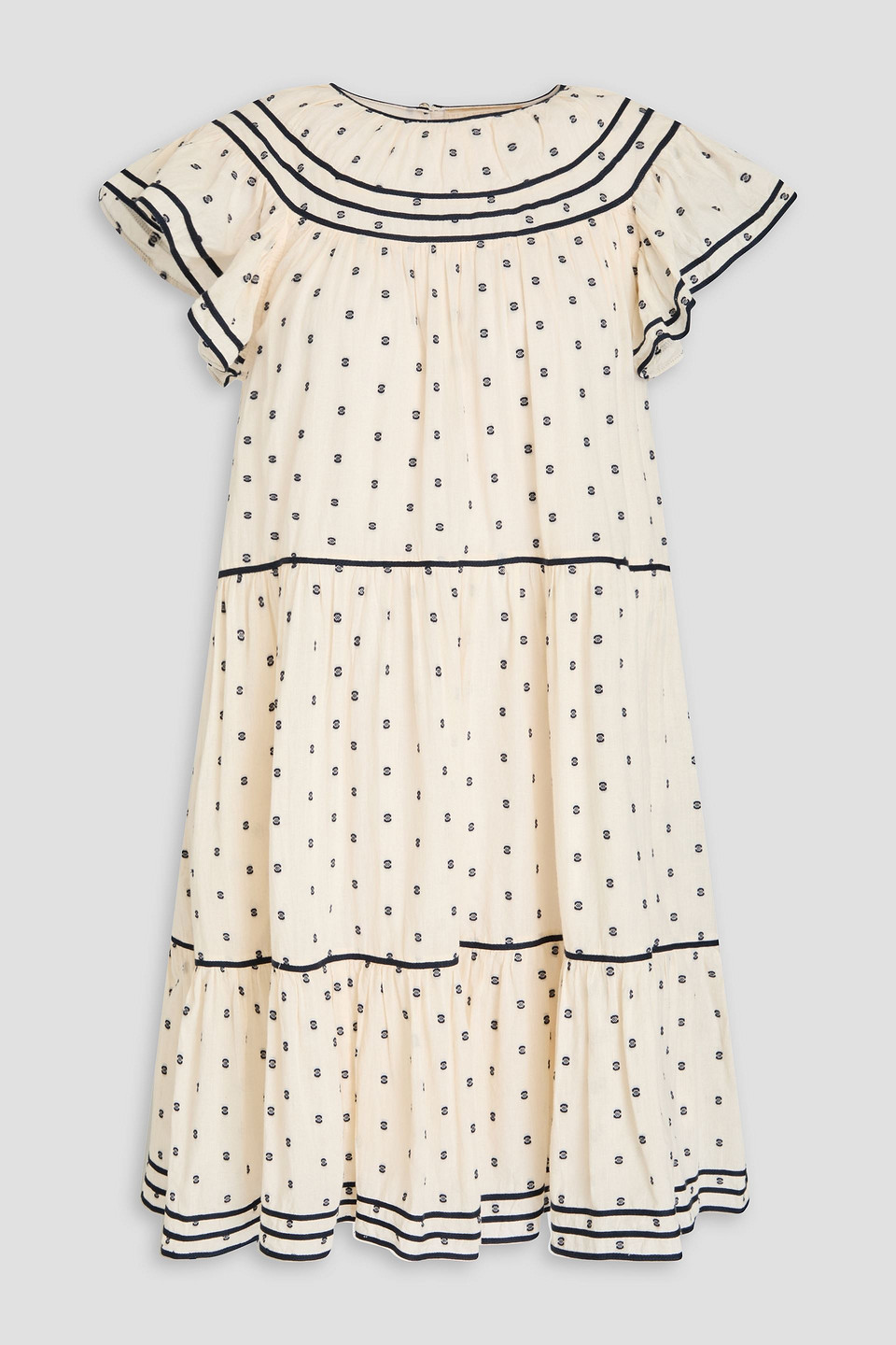 Ulla Johnson Kaede Tiered Fil Coupé Cotton Mini Dress In Elfenbein