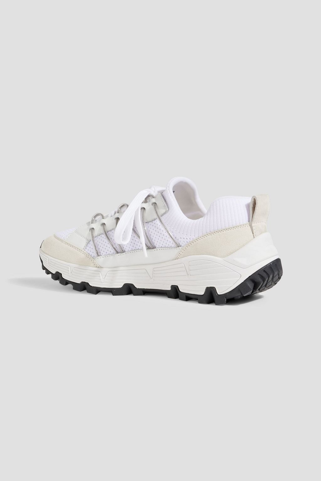 BRUNELLO CUCINELLI Bead-embellished mesh, leather and suede sneakers