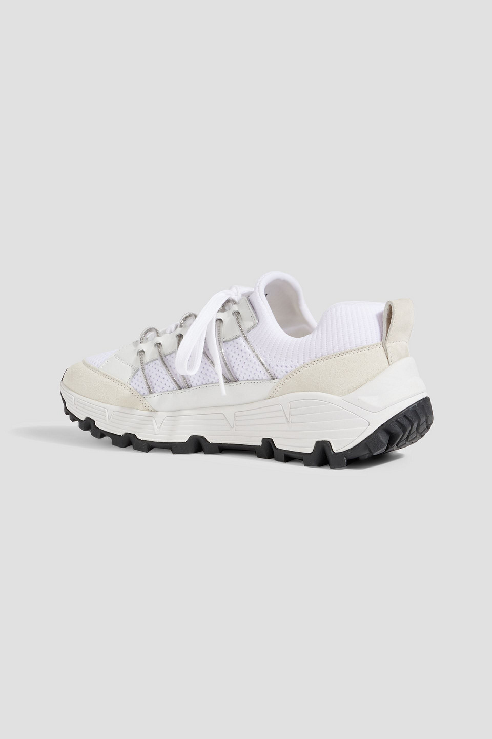 Brunello Cucinelli Mesh-panel Lace-up Sneakers In White
