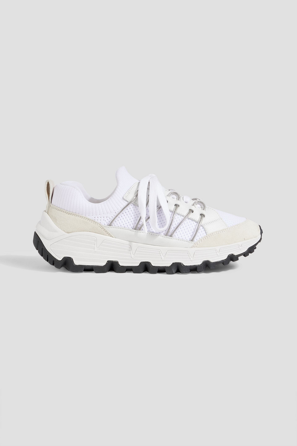 Brunello Cucinelli Mesh-panel Lace-up Sneakers In White