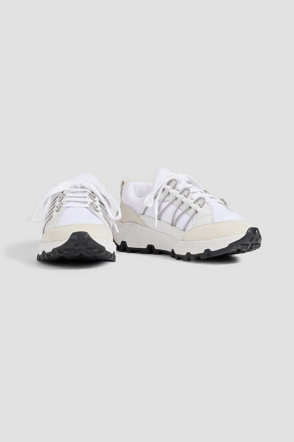 Brunello Cucinelli Mesh-panel Lace-up Sneakers In White