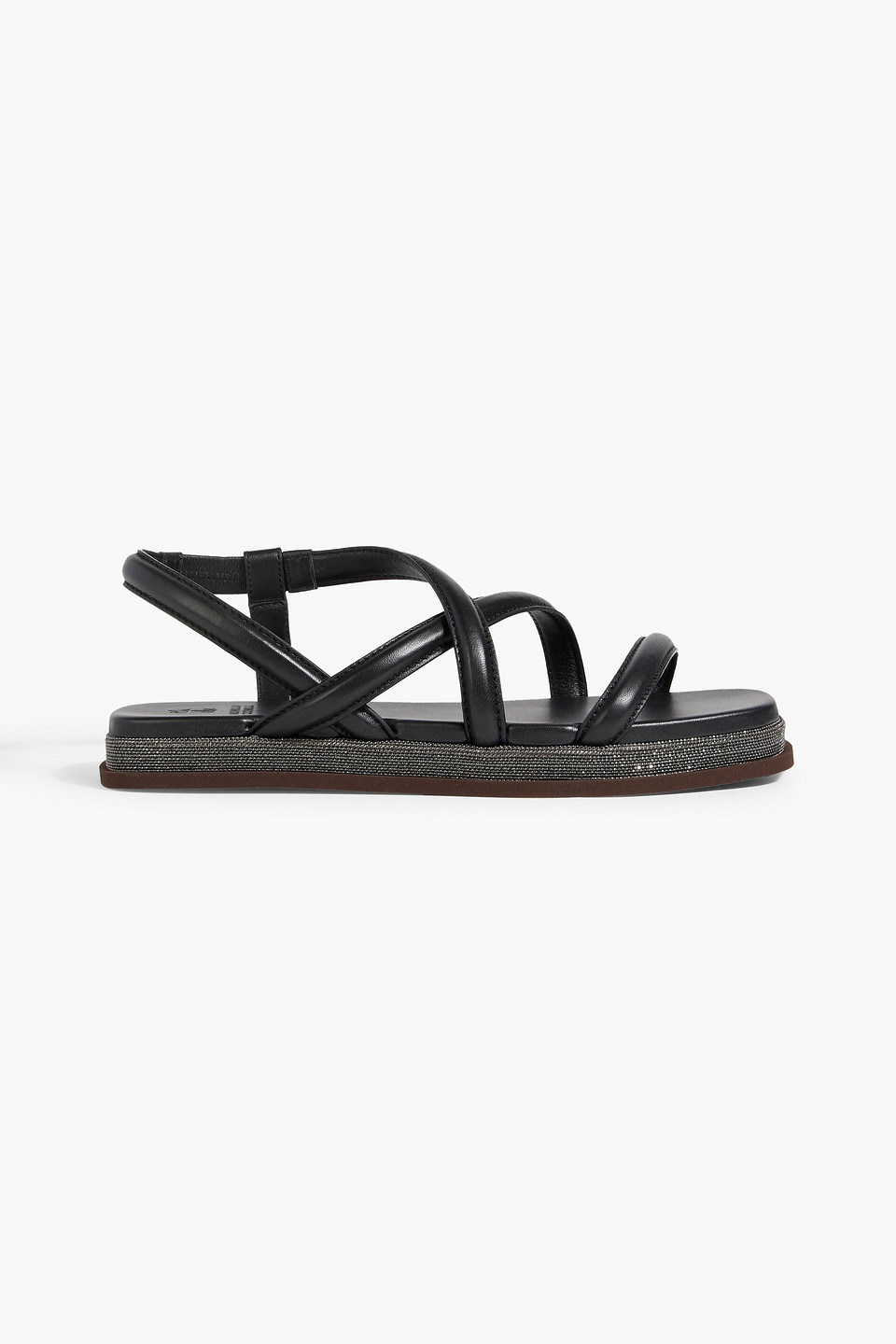 Brunello Cucinelli Bead-embellished Leather Sandals In Black