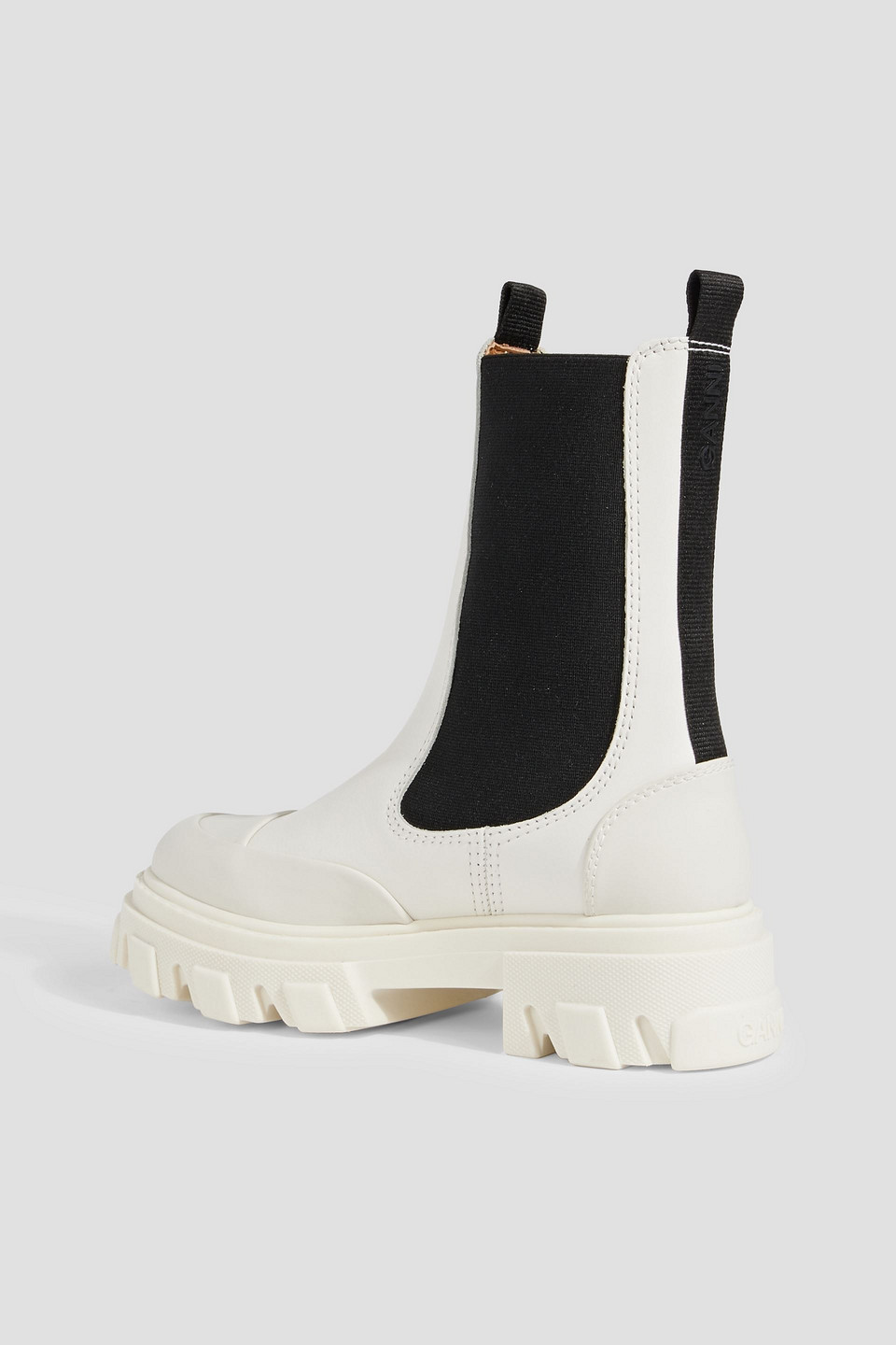 Ganni Leather Chelsea Boots In White