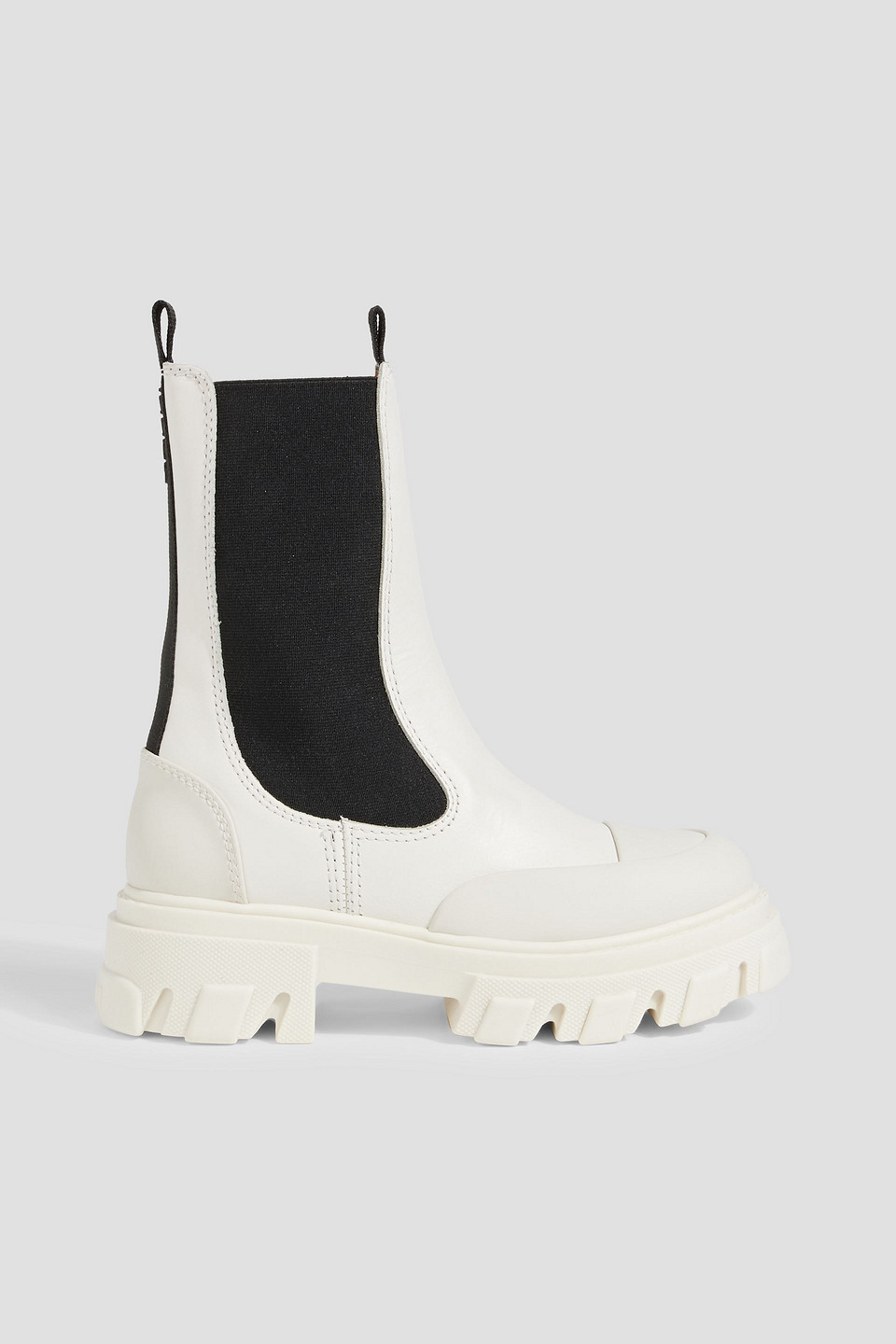 Ganni Leather Chelsea Boots In Neutral