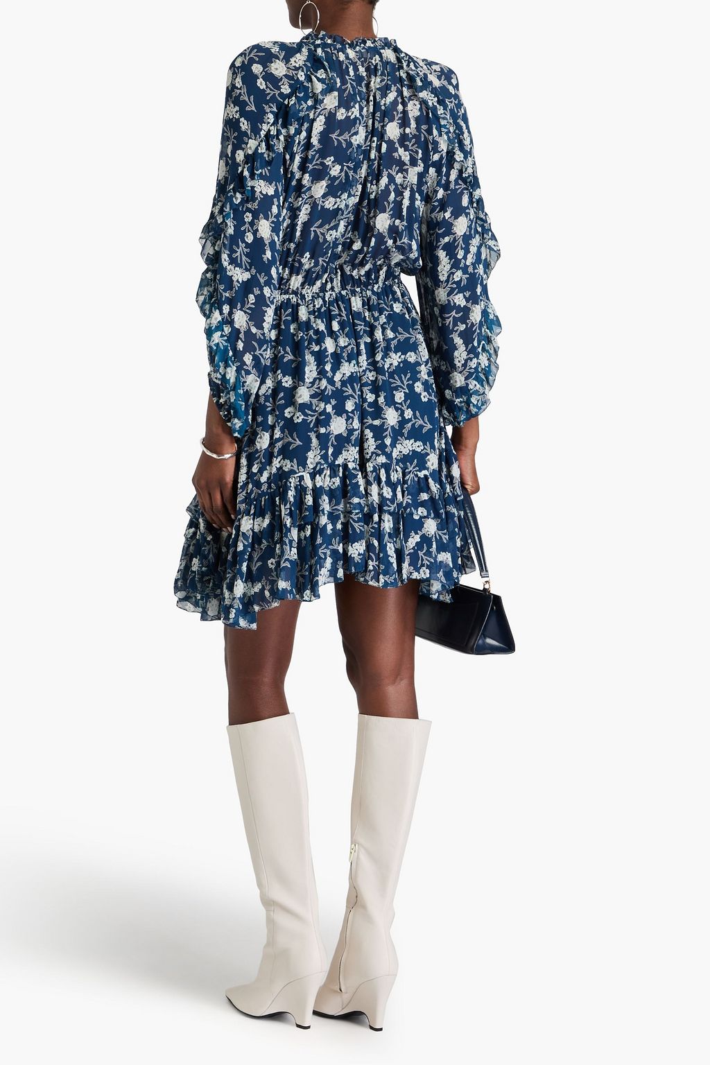 ULLA JOHNSON Alissa ruffled floral-print silk-georgette mini dress
