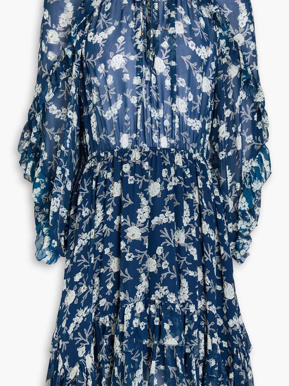 alissa ruffled floral-print silk-georgette mini dress