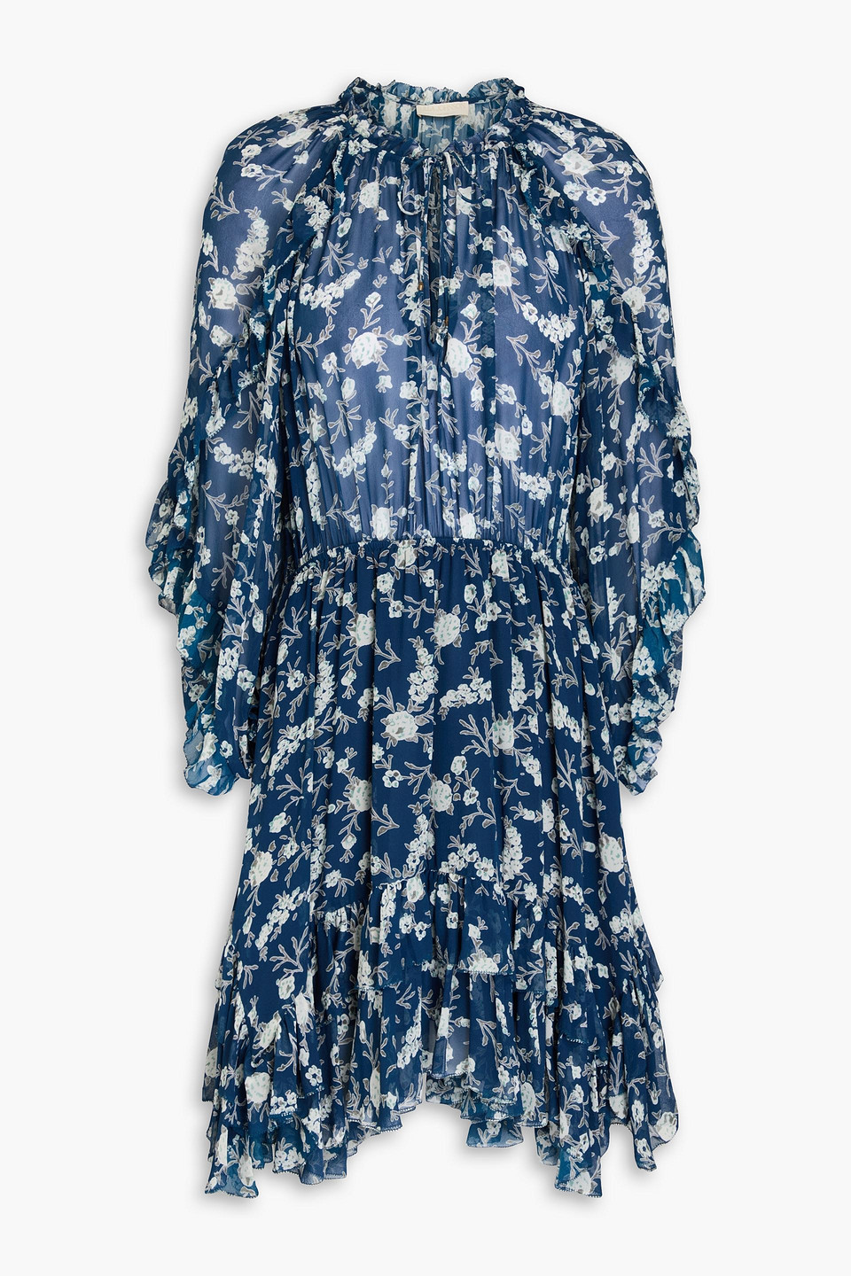 Ulla Johnson Alissa Ruffled Floral-print Silk-georgette Mini Dress In Midnight Blue