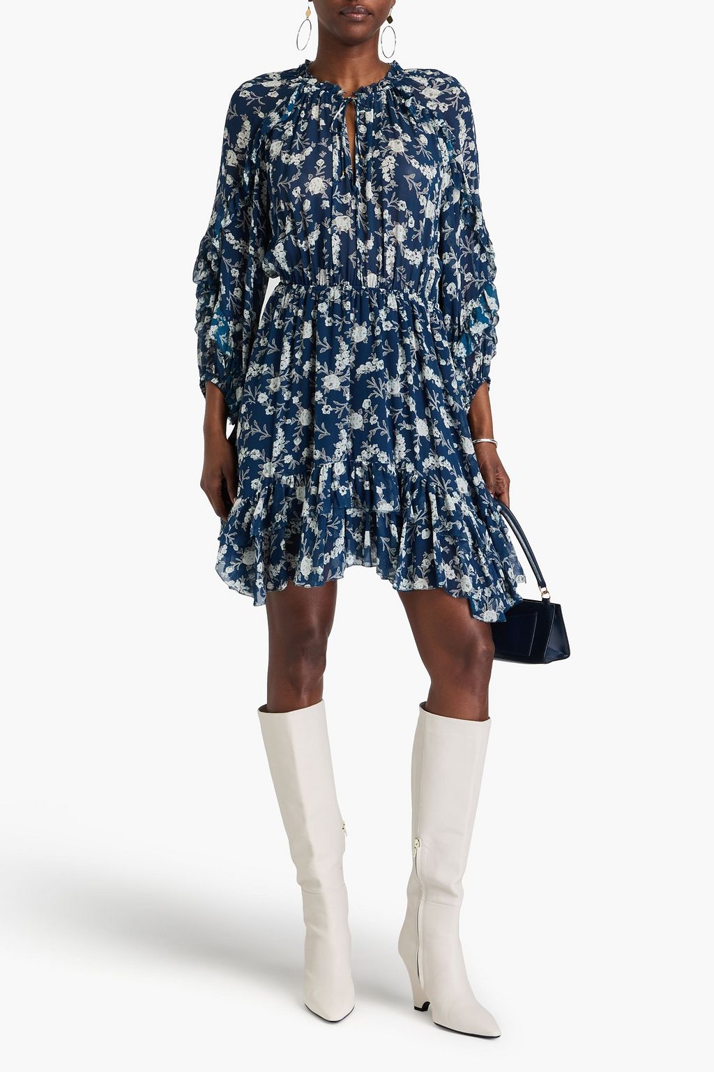 ULLA JOHNSON Alissa ruffled floral-print silk-georgette mini dress