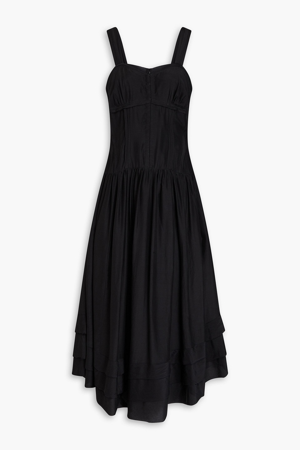 Ulla Johnson Faye Cotton And Silk-blend Voile Midi Dress In Black