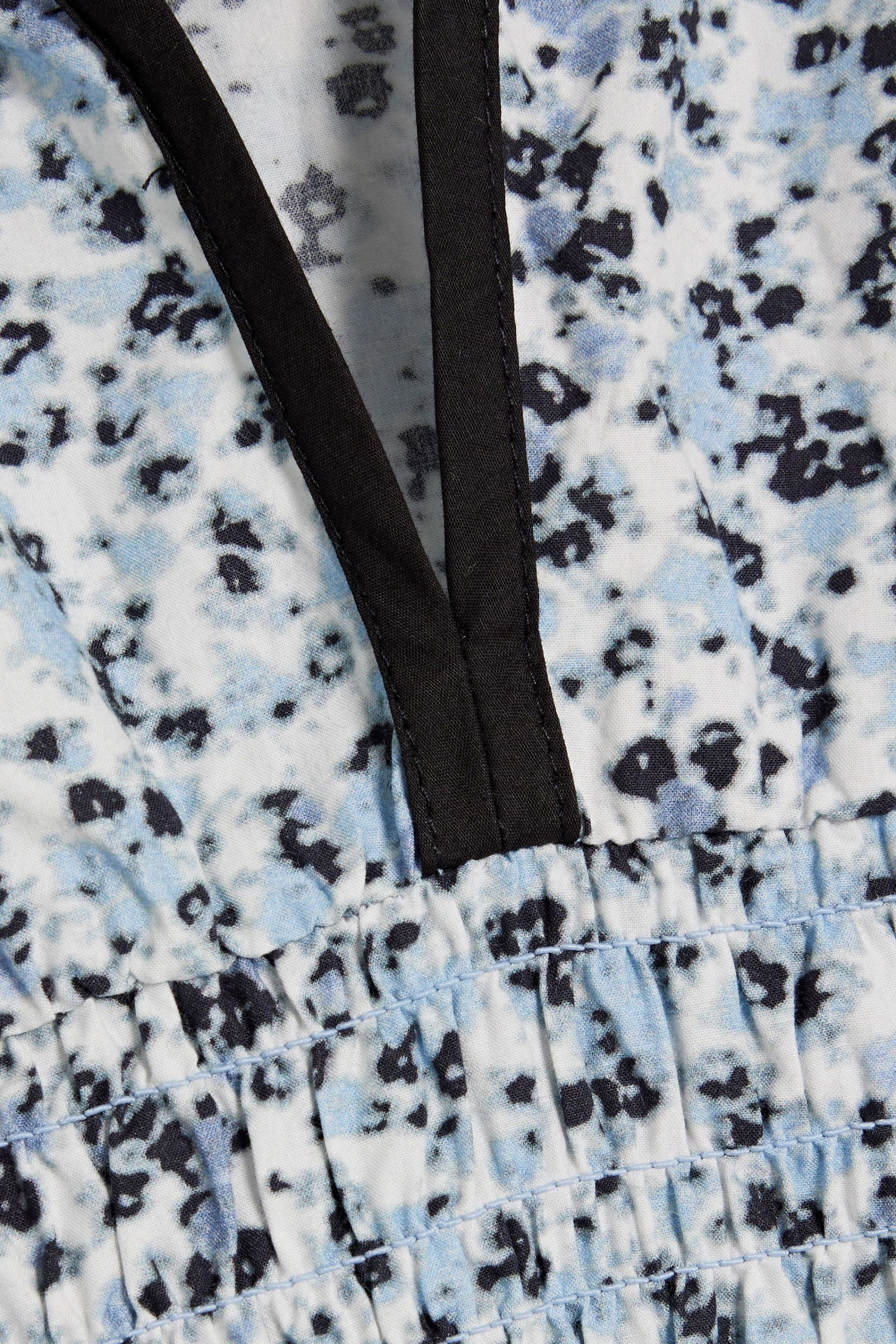 GANNI Shirred printed cotton-poplin midi dress thumbnail