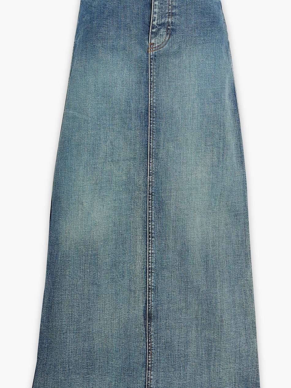 frayed denim maxi skirt
