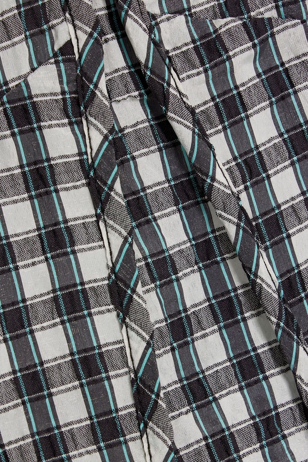 GANNI Cutout gingham seersucker midi dress