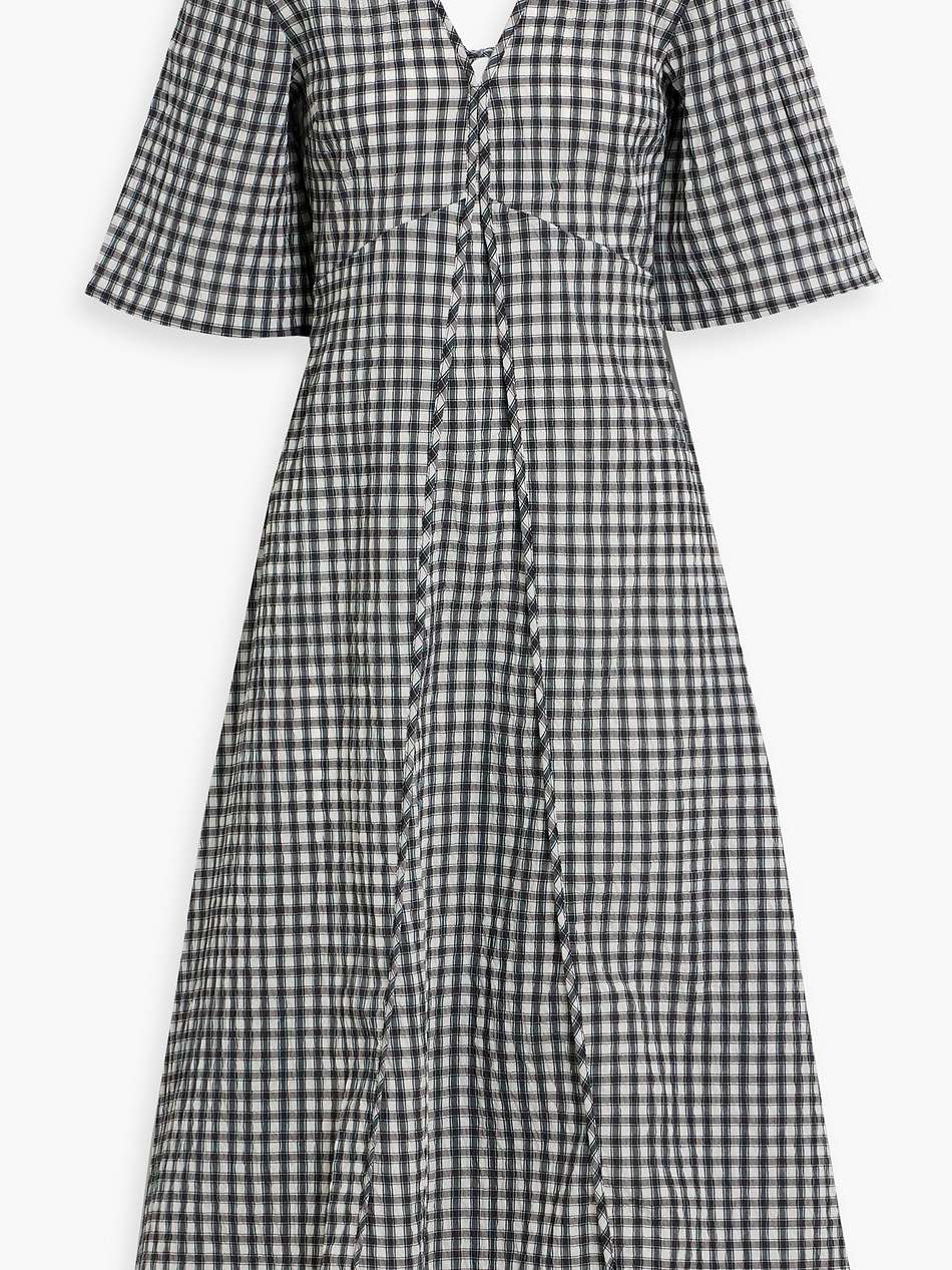 cutout gingham seersucker midi dress