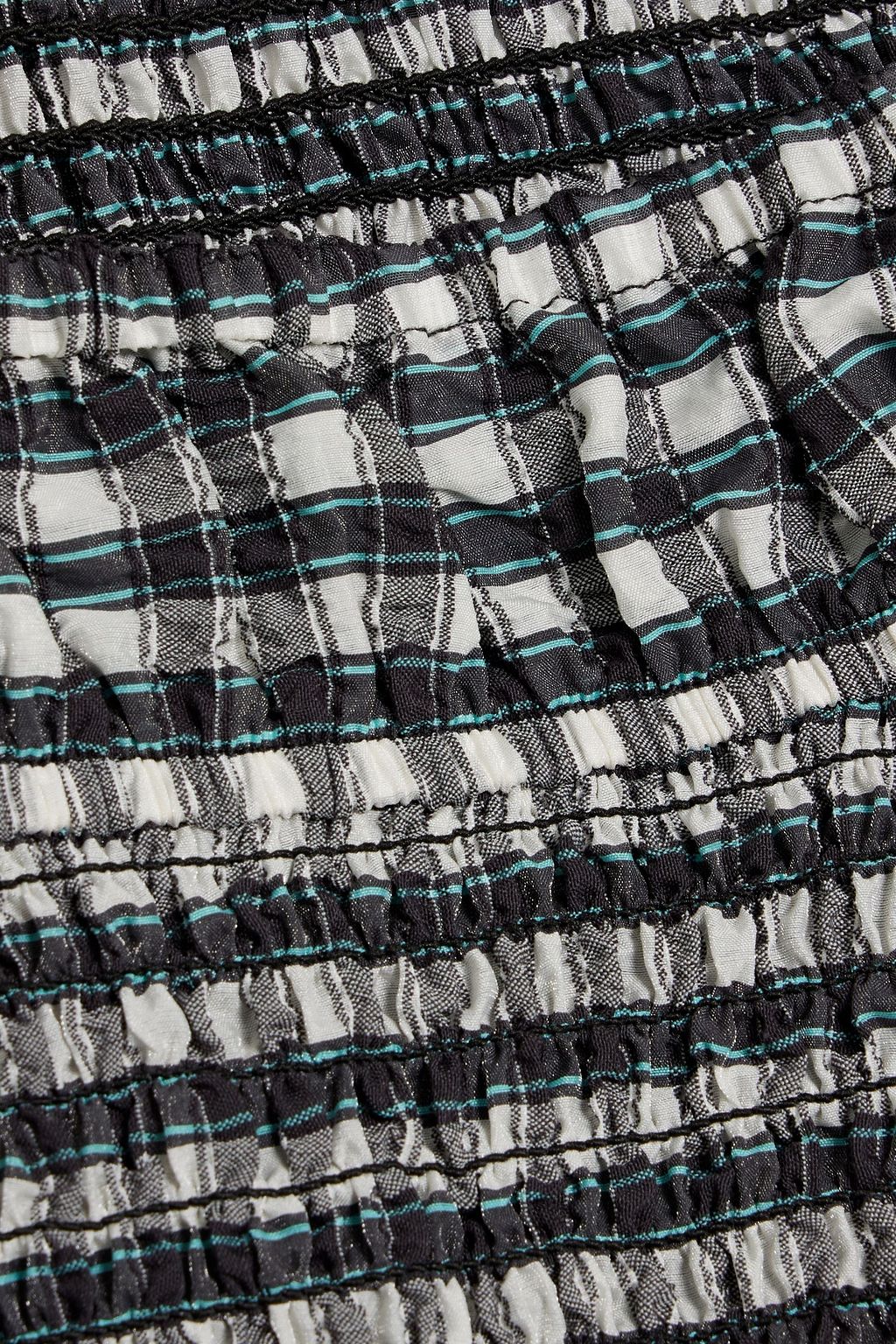 GANNI Gingham seersucker peplum top