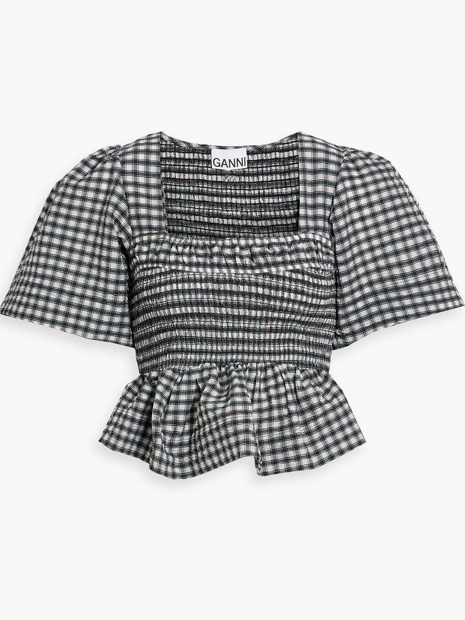 gingham seersucker peplum top
