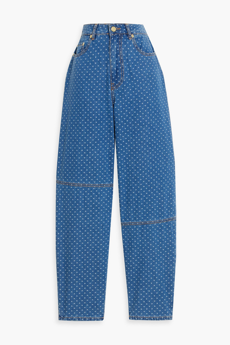 Ganni Stary Mid-rise Tapered Jeans In Mid Denim