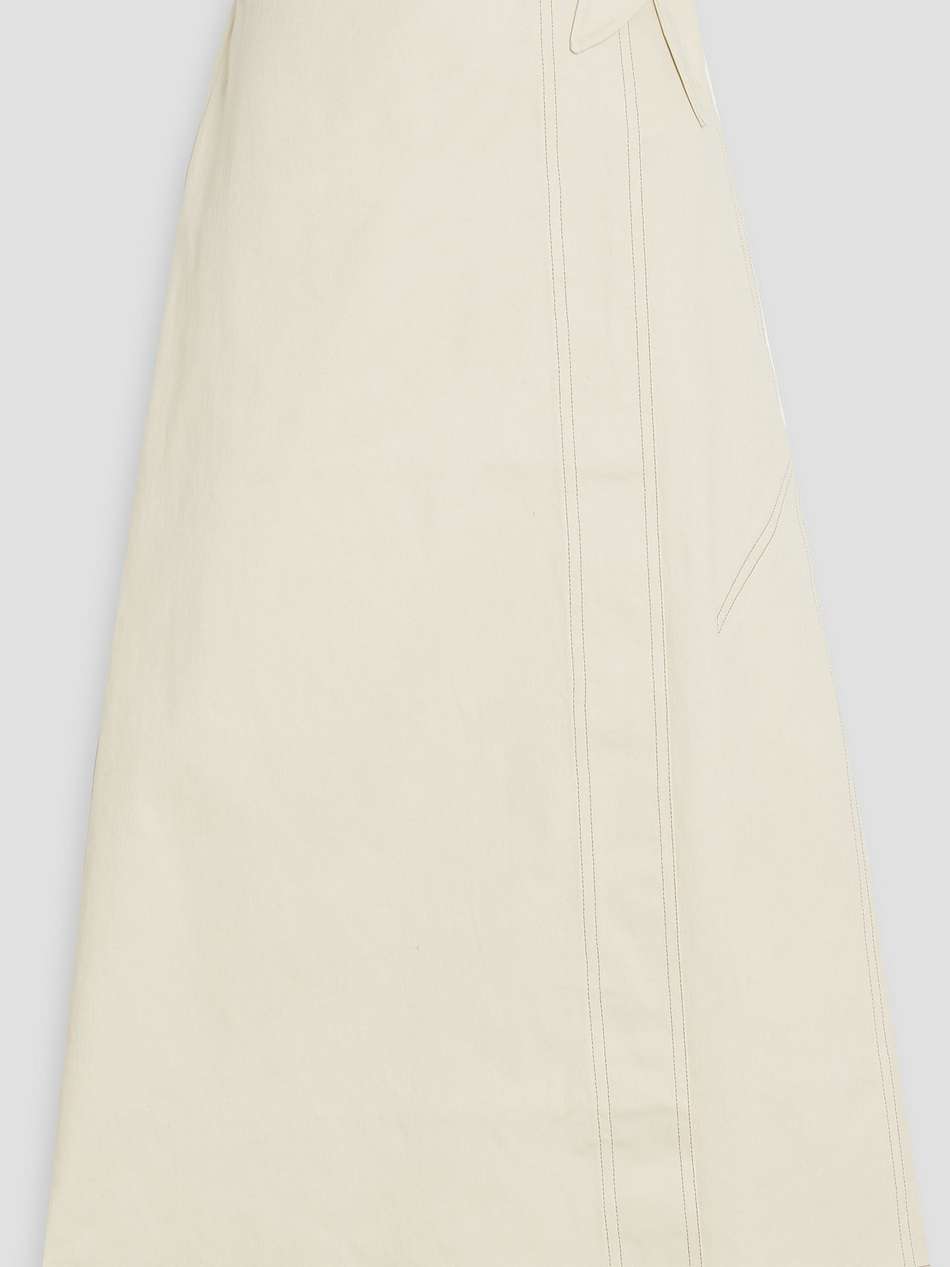 cotton-blend midi wrap skirt