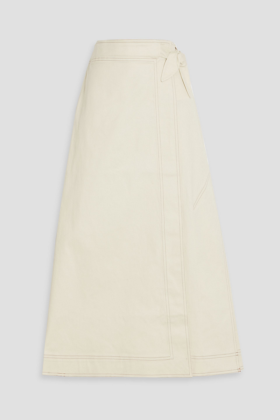 GANNI - Cotton-blend midi wrap skirt - White - DE 34