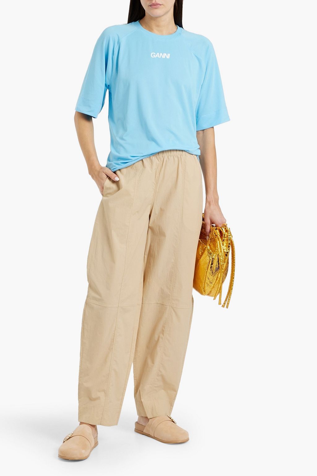 GANNI Cotton-blend tapered pants