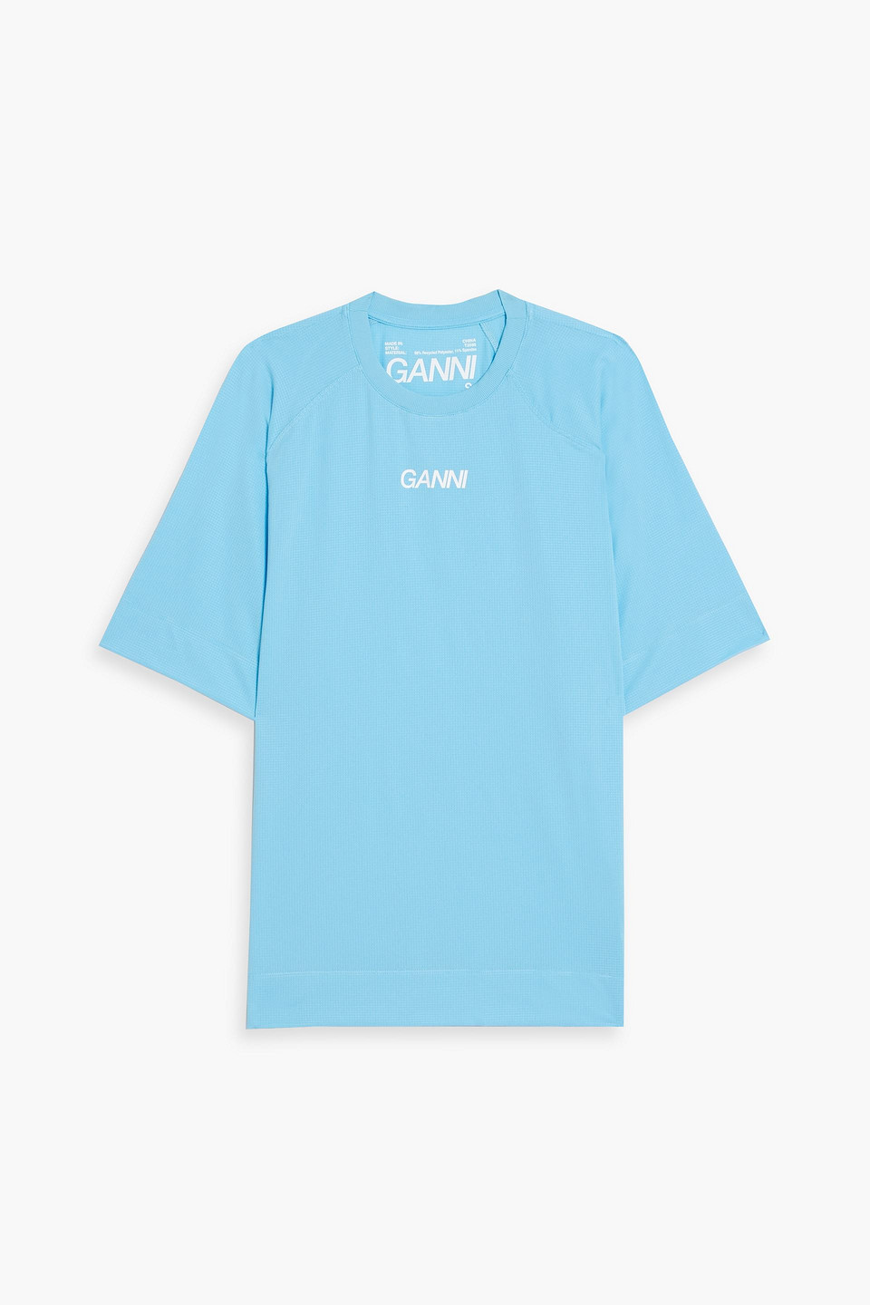 Ganni Logo-print Stretch-jersey T-shirt In Turquoise