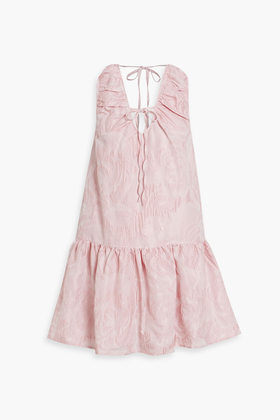 Ganni Pink Textured Cloqué Mini Dress In Baby Pink