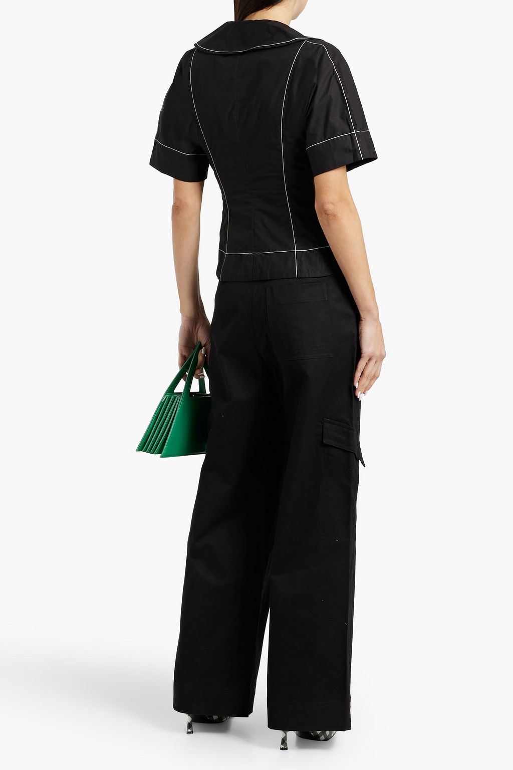 GANNI Cotton-poplin wrap top