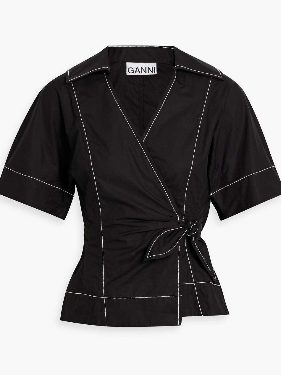 cotton-poplin wrap top