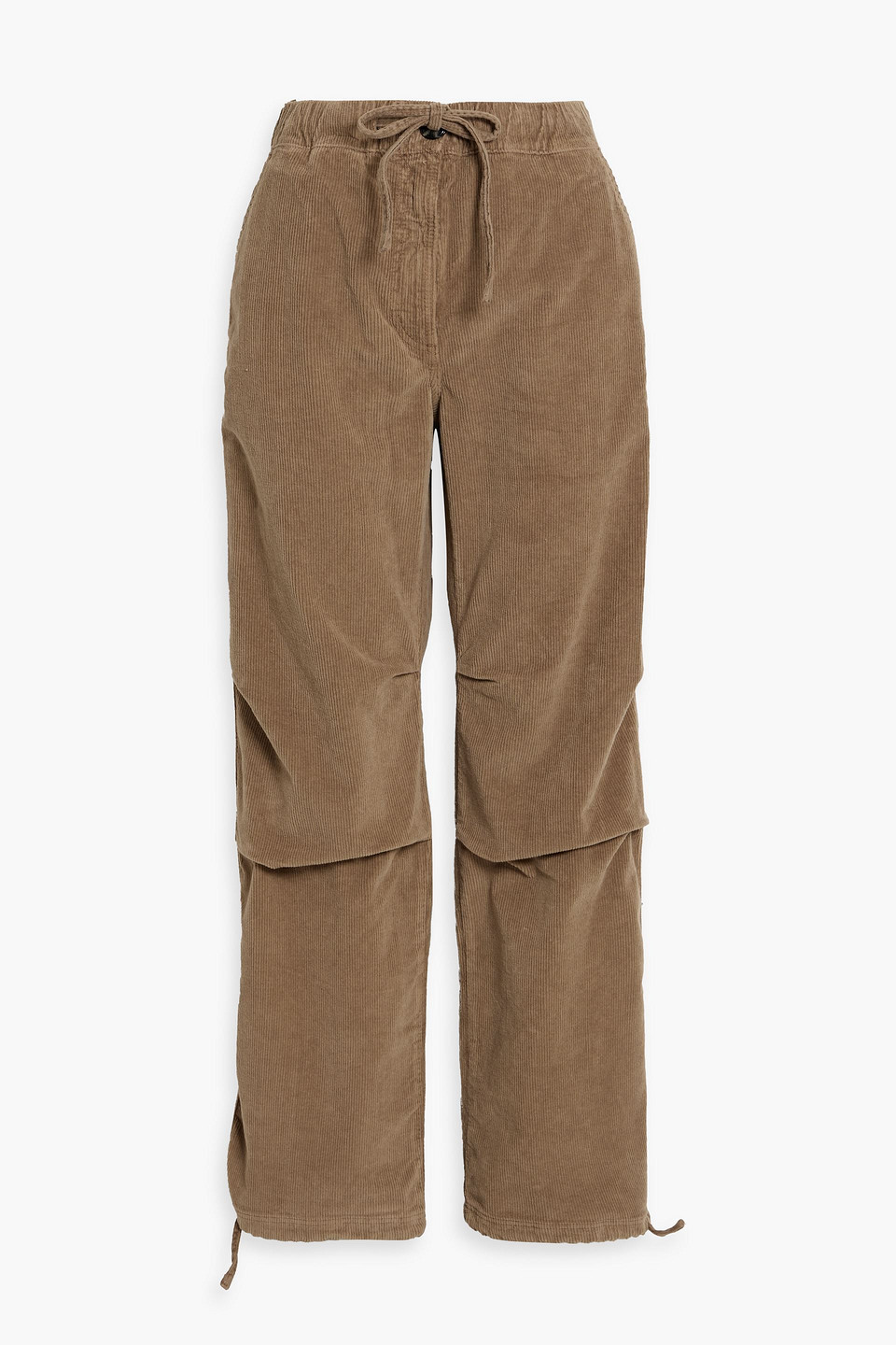 Ganni Cotton-blend Corduroy Straight-leg Pants In Taupe