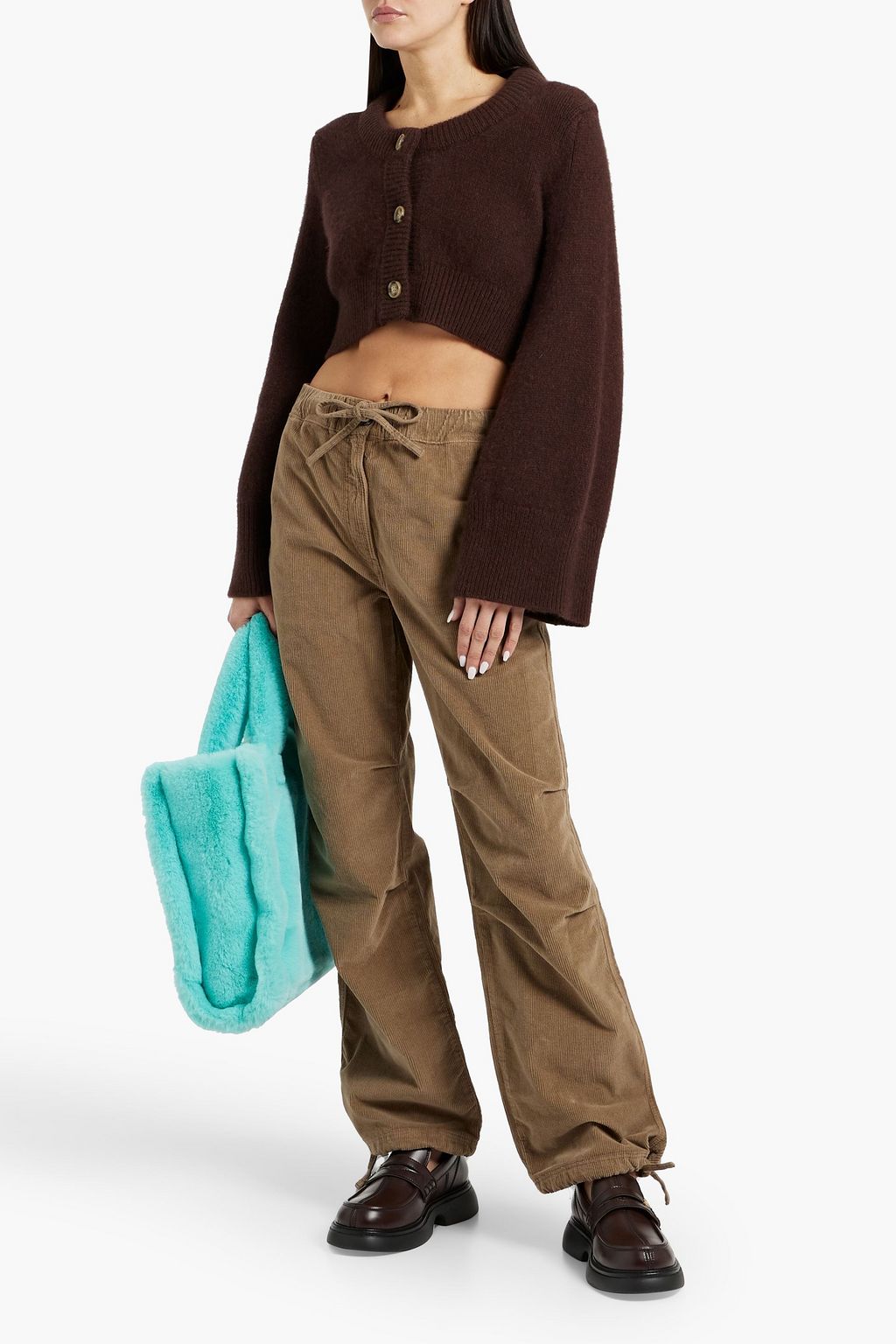 GANNI Cotton-blend corduroy straight-leg pants