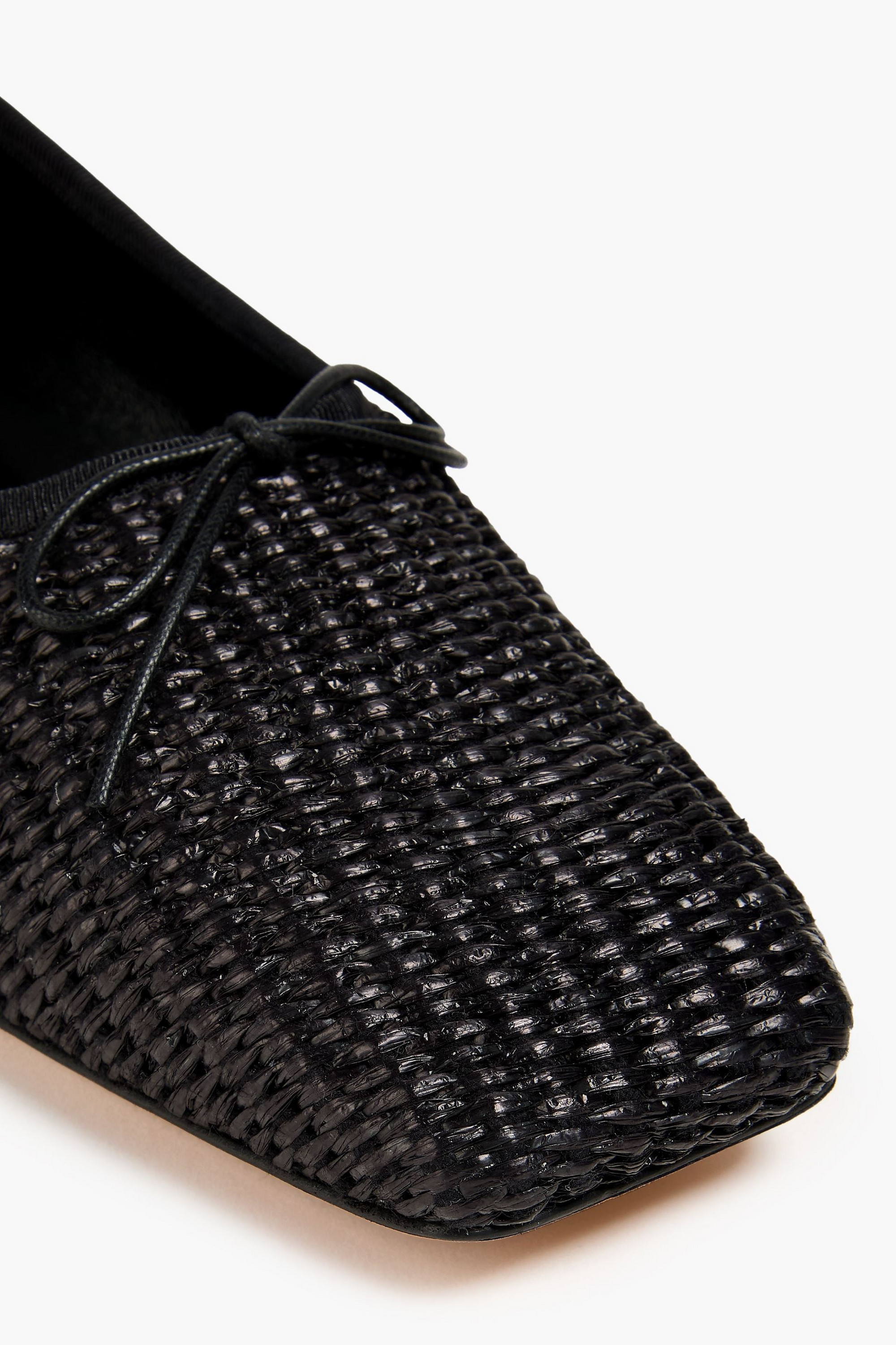 Mansur Gavriel Bow-detailed raffia ballet flats