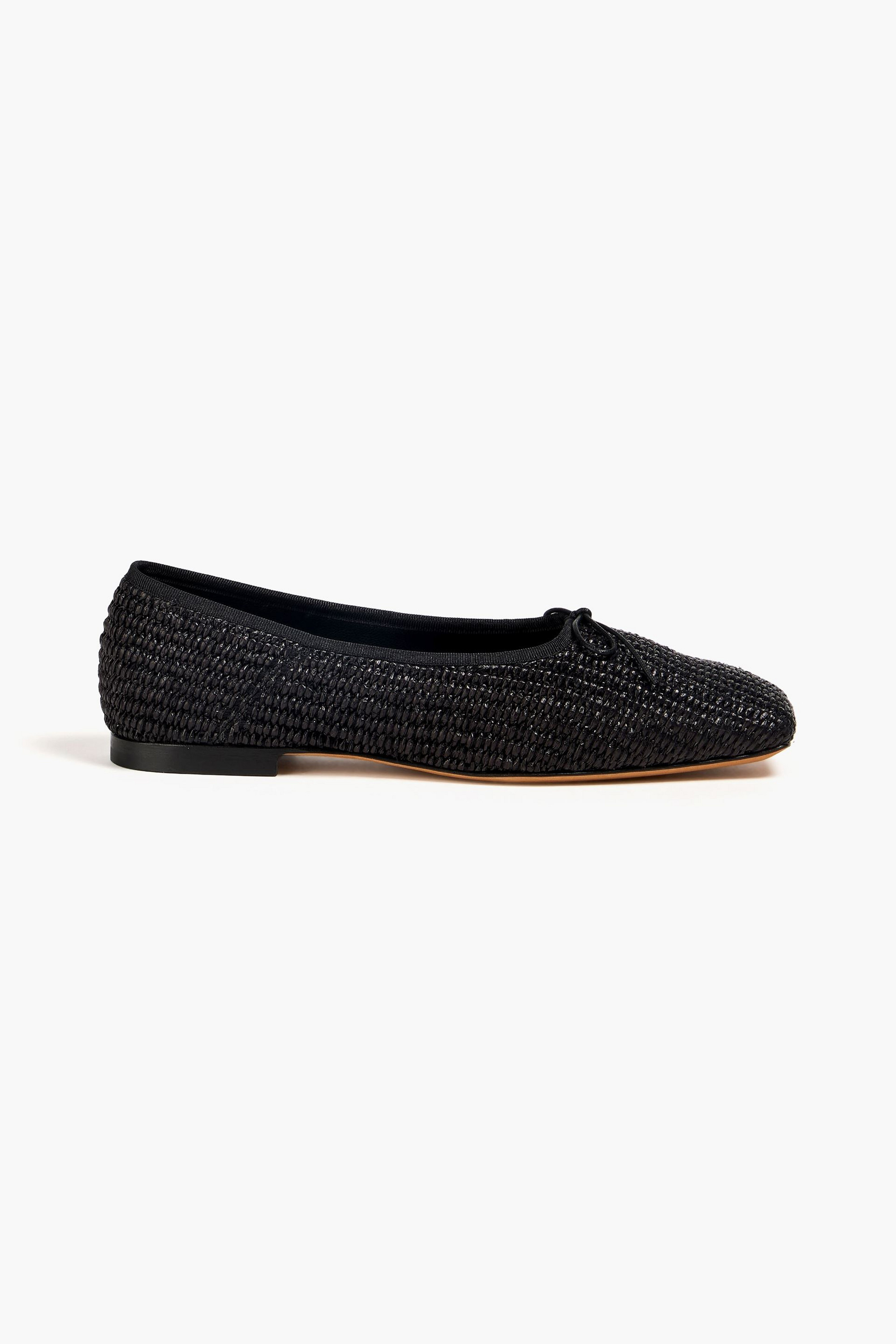 Mansur Gavriel Bow-detailed raffia ballet flats