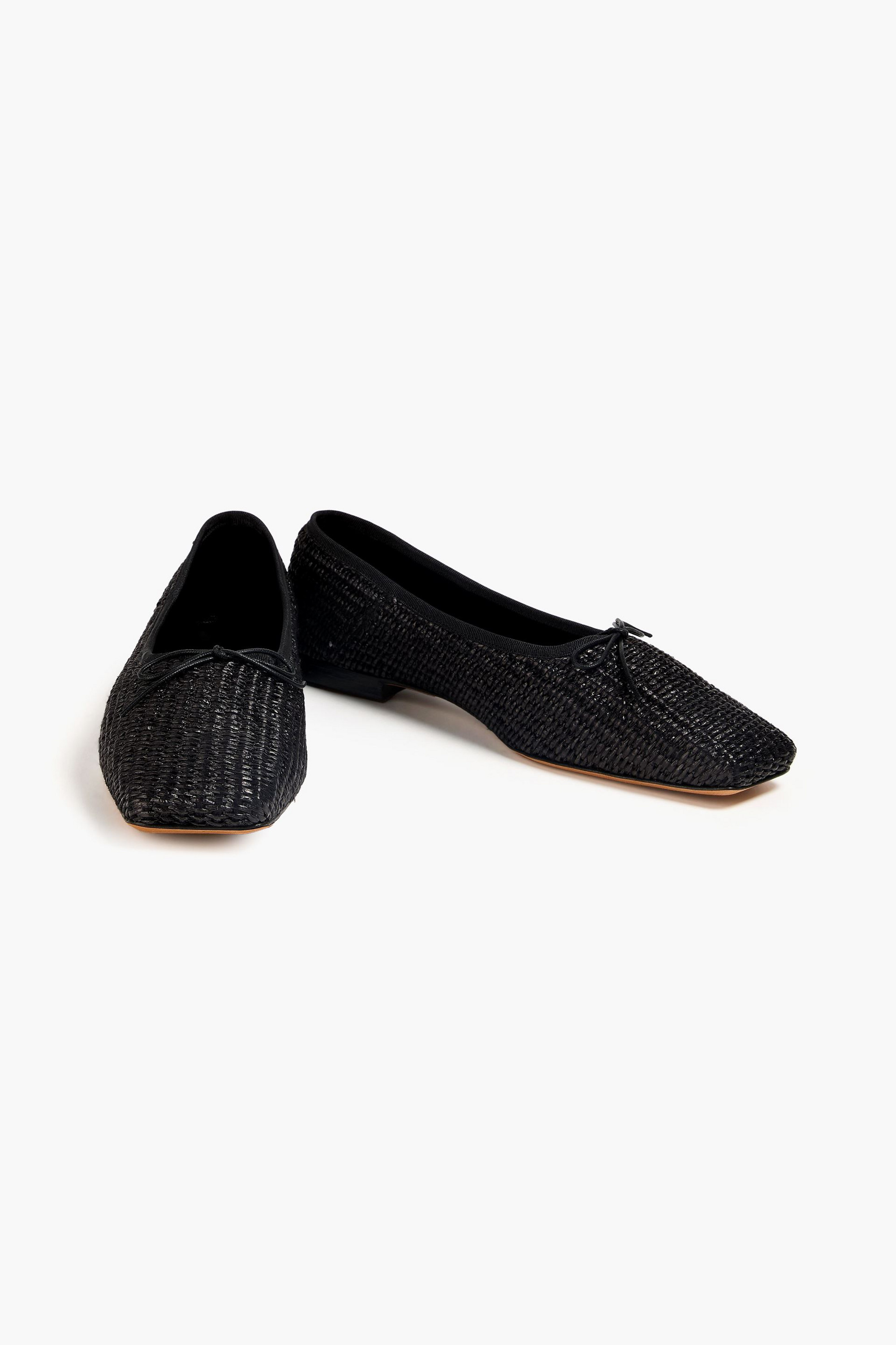 Mansur Gavriel Bow-detailed raffia ballet flats