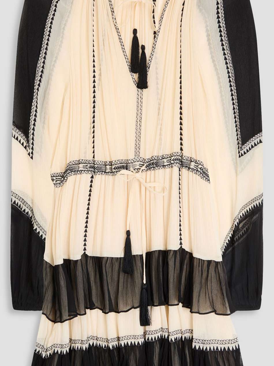 loreli embroidered silk-crepon mini dress