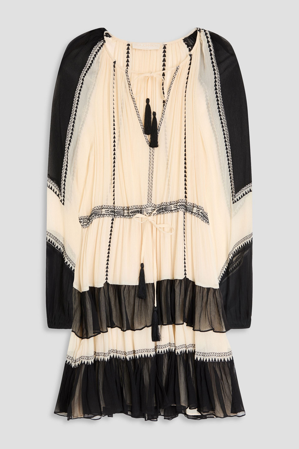 Loreli embroidered silk-crepon mini dress