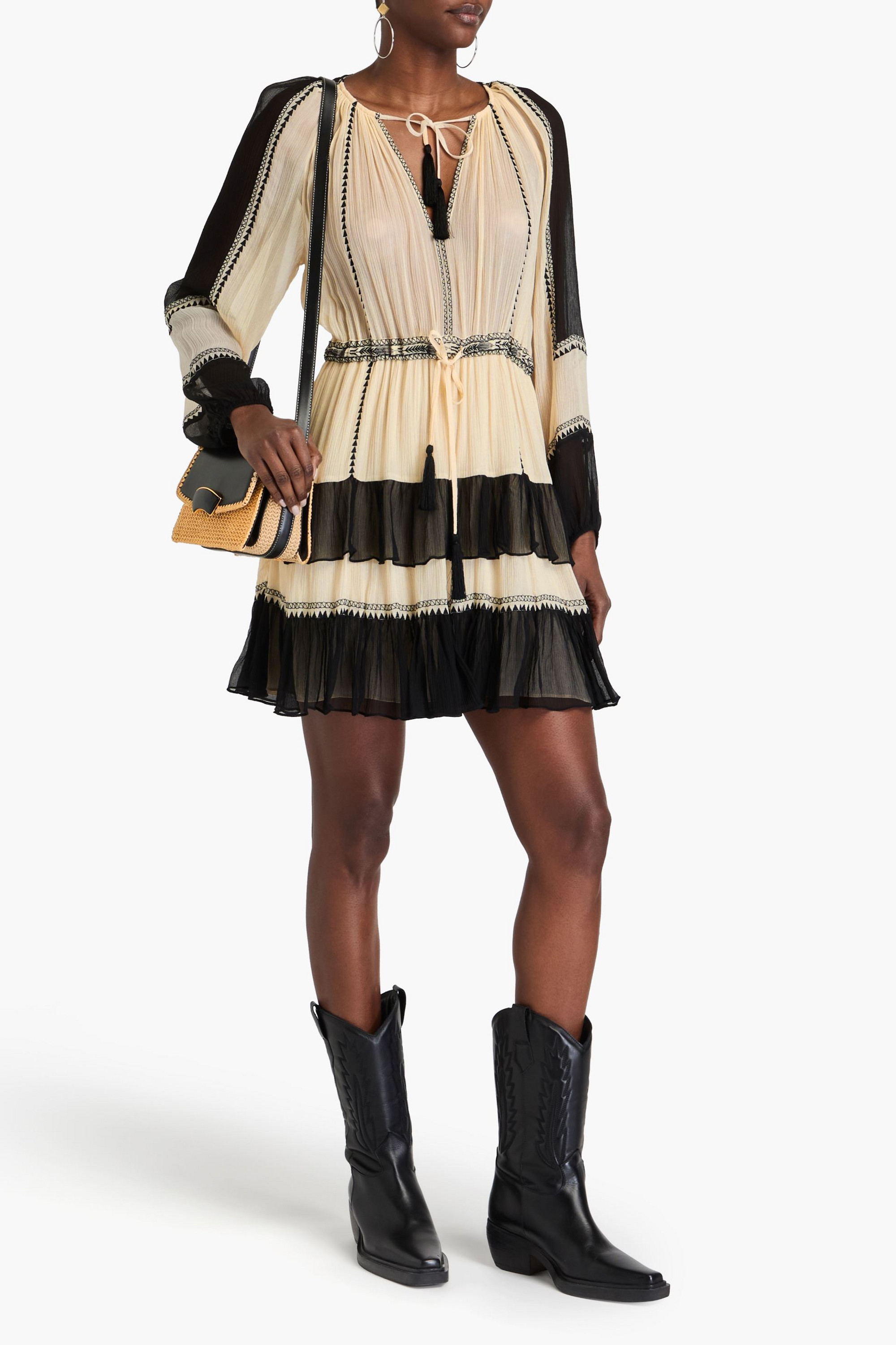 Ulla Johnson Loreli embroidered silk-crepon mini dress