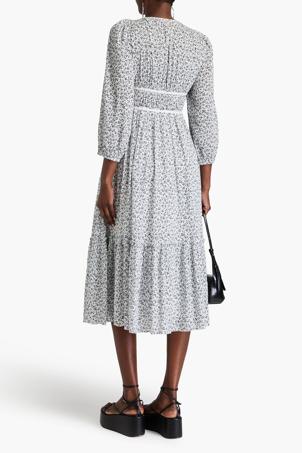 Ulla Johnson Malena Floral-print Cotton-crepon Midi Dress In White