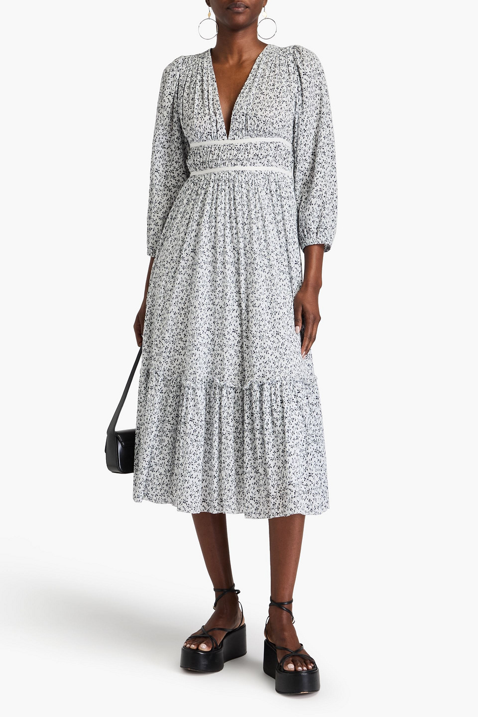 Ulla Johnson Malena Floral-print Cotton-crepon Midi Dress In White