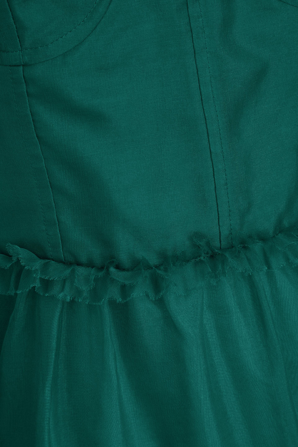 Shop Ulla Johnson Gisele Ruffled Silk-organza Midi Dress In Emerald