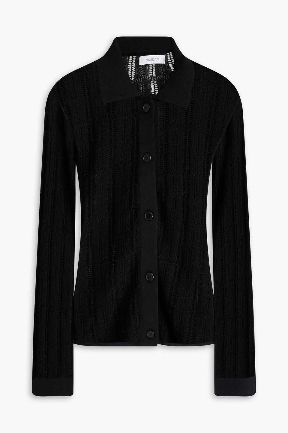 Naadam Pointelle-knit Cotton Silk And Cashmere-blend Shirt In Schwarz