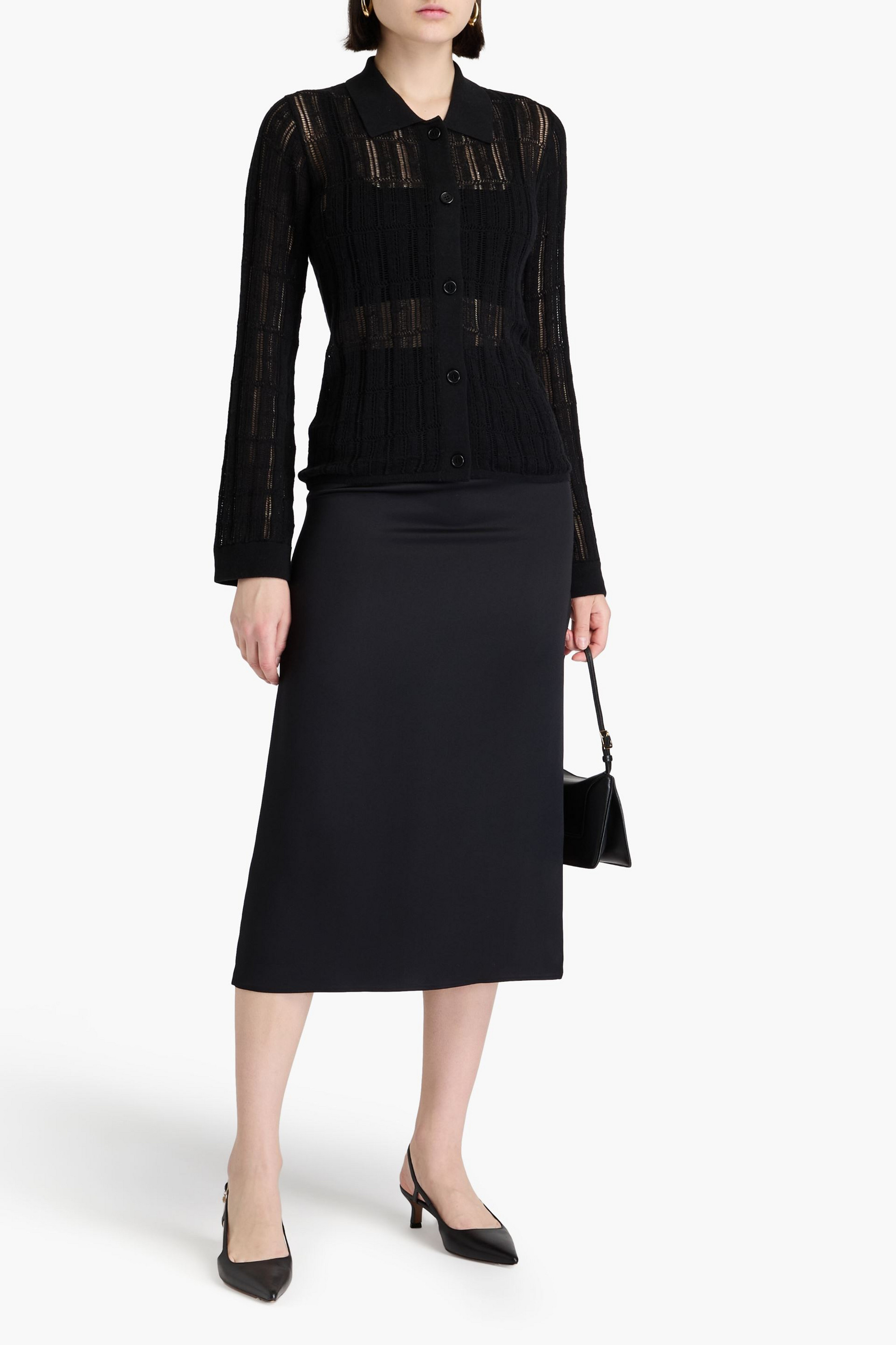 Naadam Pointelle-knit cotton silk and cashmere-blend shirt
