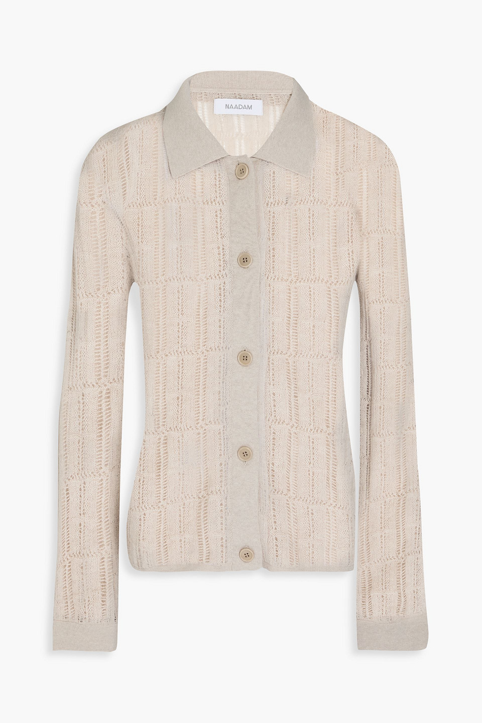 Naadam Pointelle-knit Cotton, Silk And Cashmere-blend Shirt In Beige