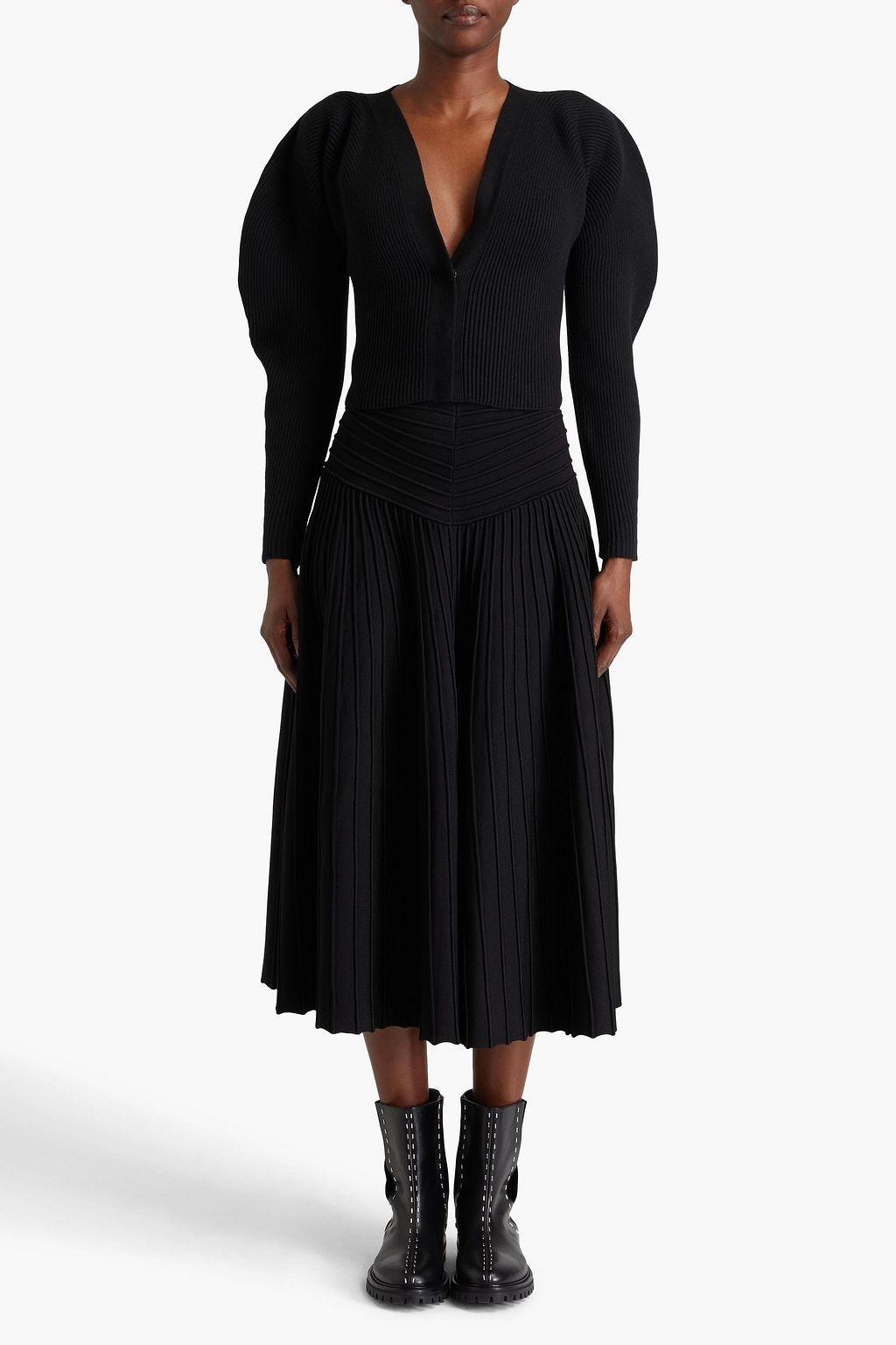 ALAÏA Ribbed wool-blend cardigan