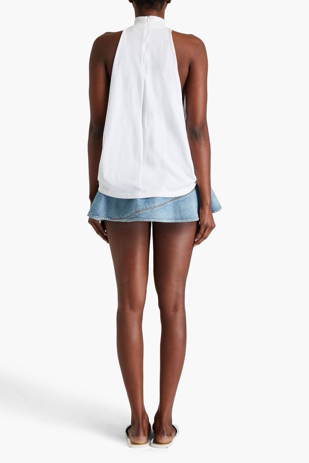 ALAÏA Draped cotton-jersey turtleneck top